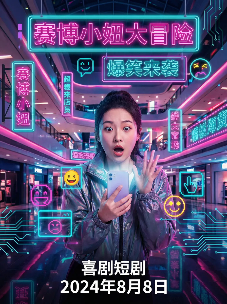 塞班证书申请 搞笑喜剧短剧 - 赛博小妞大冒险海报